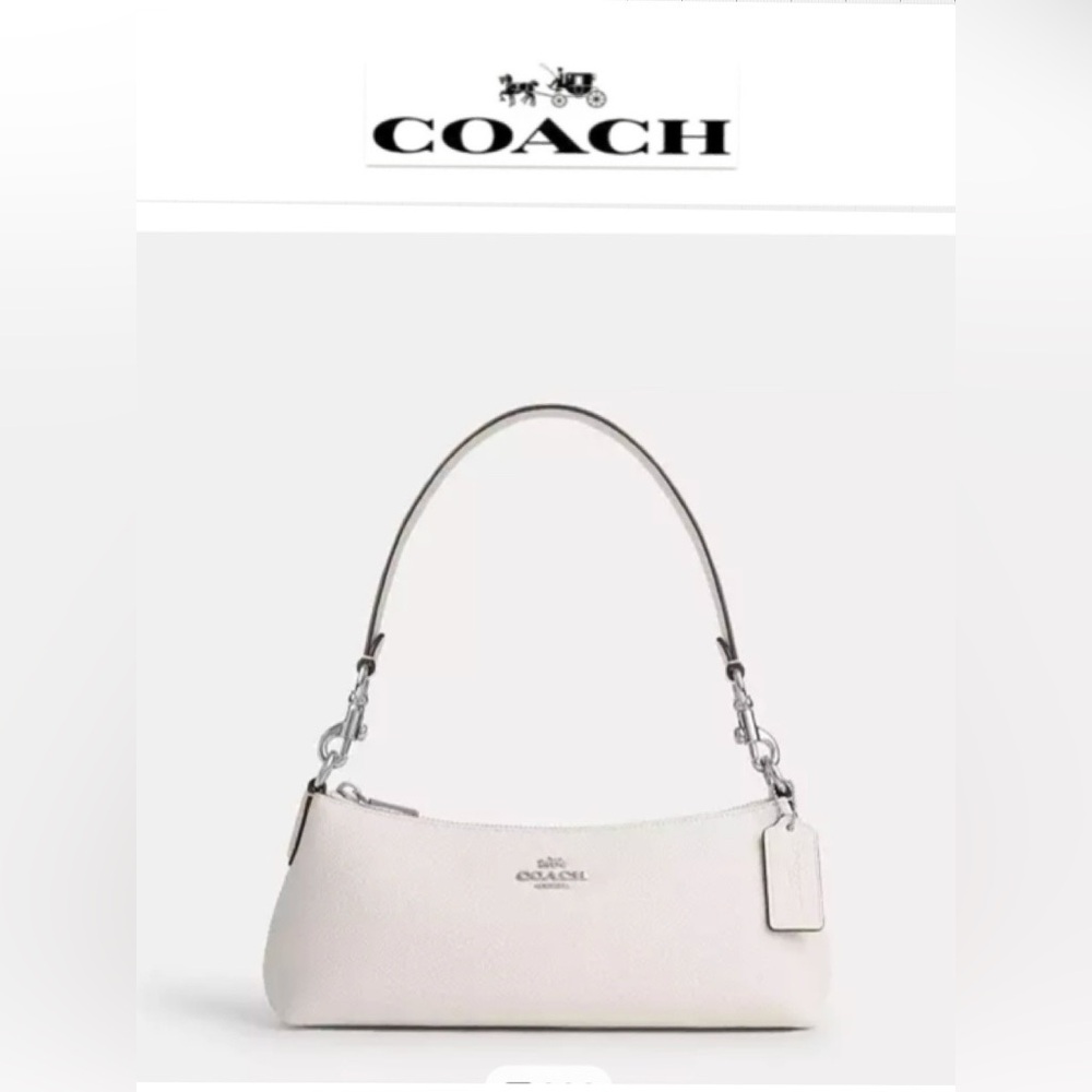 Coach Charlotte Shoulder bag. Leather. Silver/Chalk. CX579. Brand new